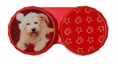 klasické ozdobné pouzdro-pes s čepicí v červeném